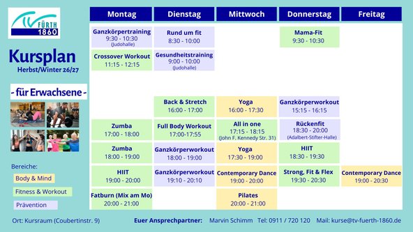 Kursprogramm Fürth Sport Fitness Prävention