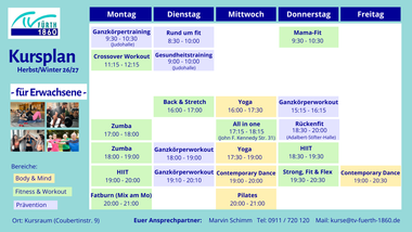 Kursprogramm Fürth Sport Fitness Prävention